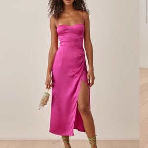 REFORMATION MARGUERITE SILK DRESS Size 6 Color Flambe